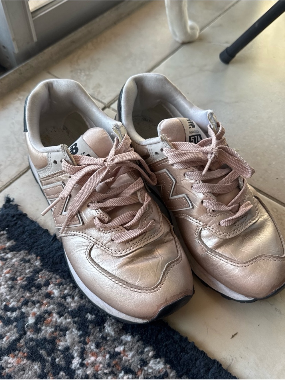 New Balance Women's 574 Metallic Rose Gold Sneakers